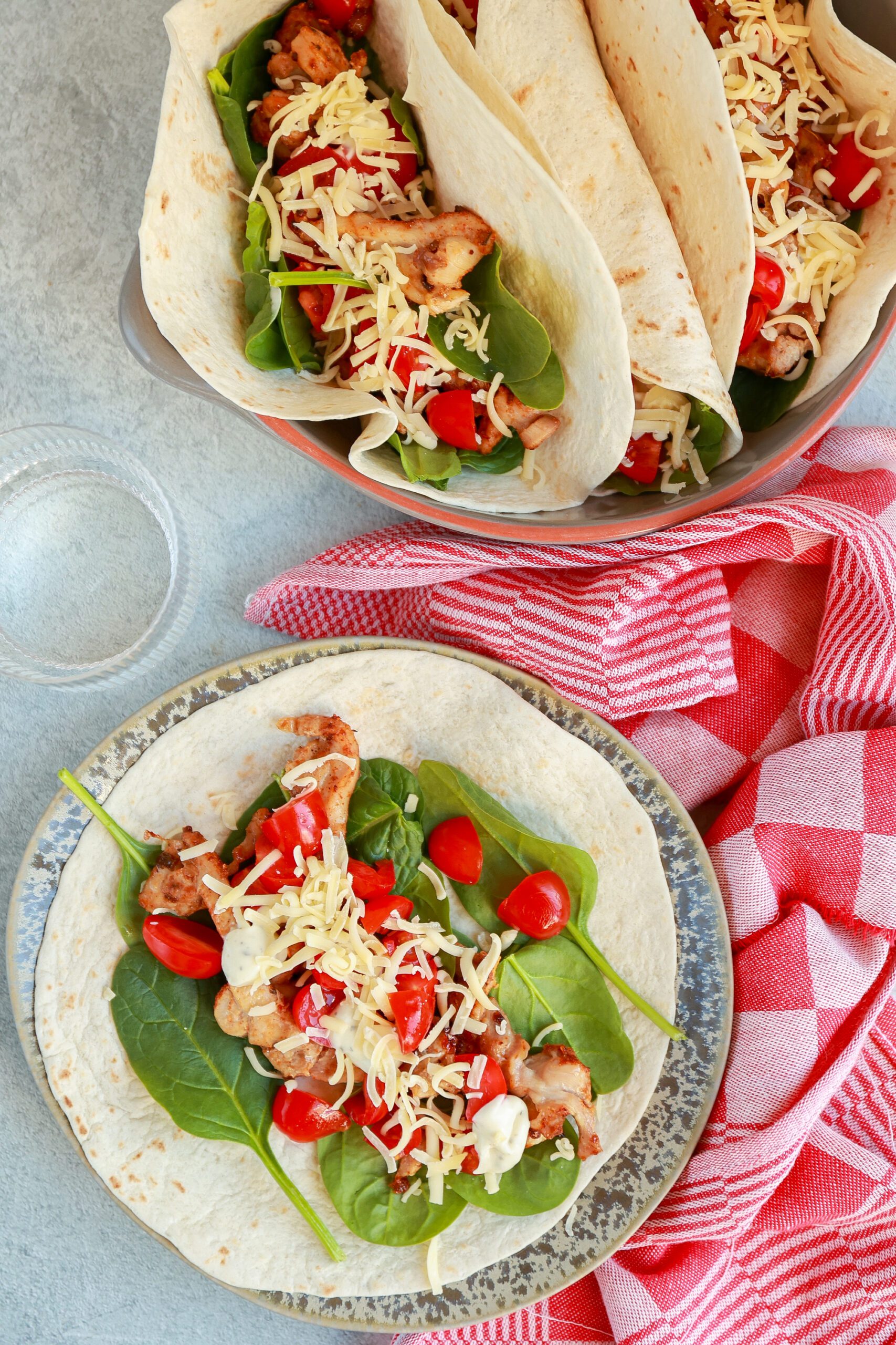 wraps met spinazie en kip