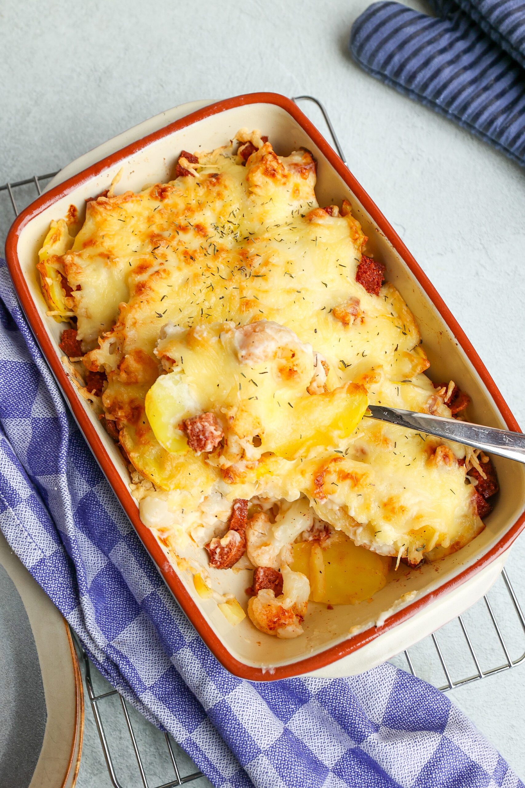 bloemkoolschotel met chorizo