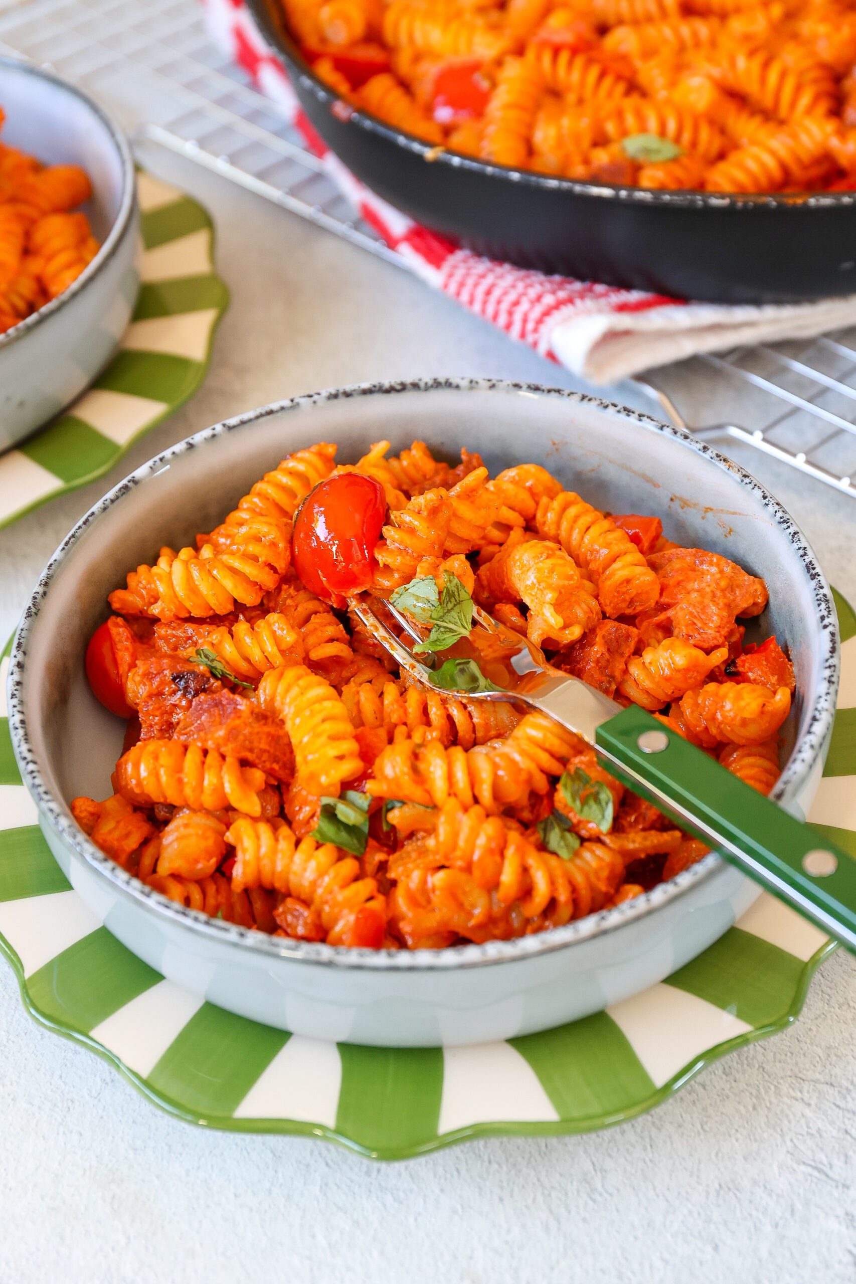 pasta met chorizo en mascarpone